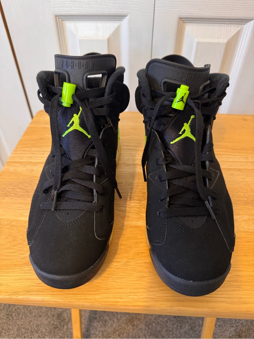 Mens Air Jordan Retro 6 Black Electric Green High-Top Athletic Sneakers Size 8 - Picture 8 of 15